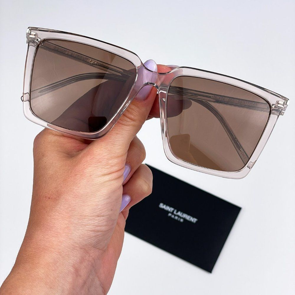 Saint Laurent SL474 003 Sunglasses Nude Brown Square Unisex - Picture 3 of 12